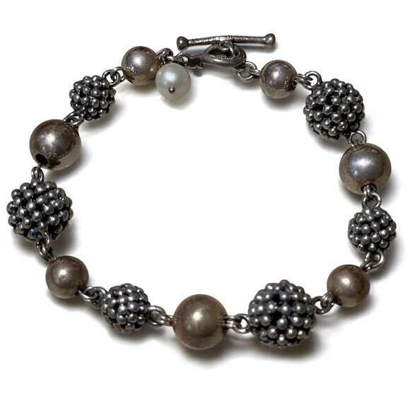 Michael Dawkins Beaded Sterling Size 7.25 Inches Bracelet - Picture 1 of 3